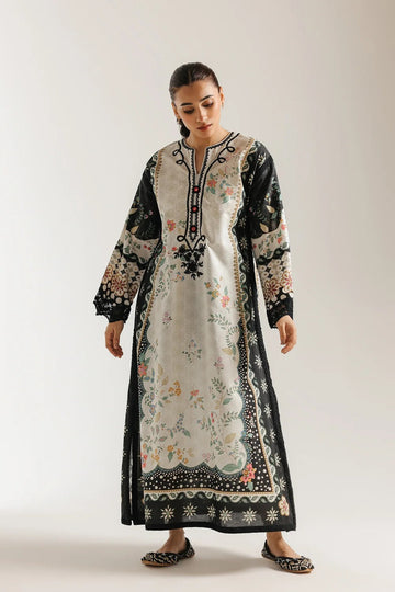 Ethnic Printed Grip Silk Kaftan 2Pcs Shirt Trouser Unsticthed 001980