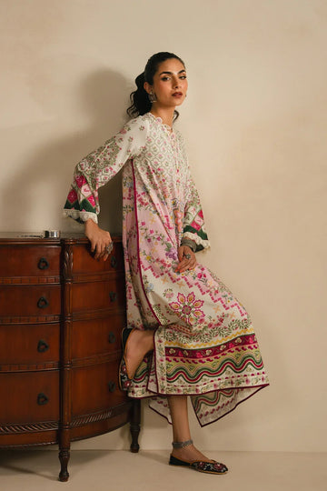 Ethnic Printed Grip Silk Kaftan 2Pcs Shirt Trouser Unsticthed VANILLA ICE 001945