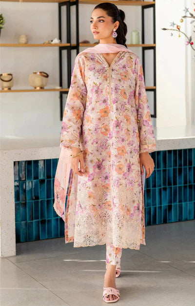 Baroque EMBROIDERED Unstitched Lawn 3 Pcs