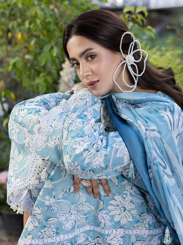 Izel – Pearl Chicken Kari Lawn 3-Piece Suit With Base Colour Trouser
