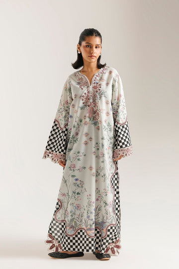 Ethnic Printed Grip Silk Kaftan 2Pcs Shirt Trouser Unsticthed 001977