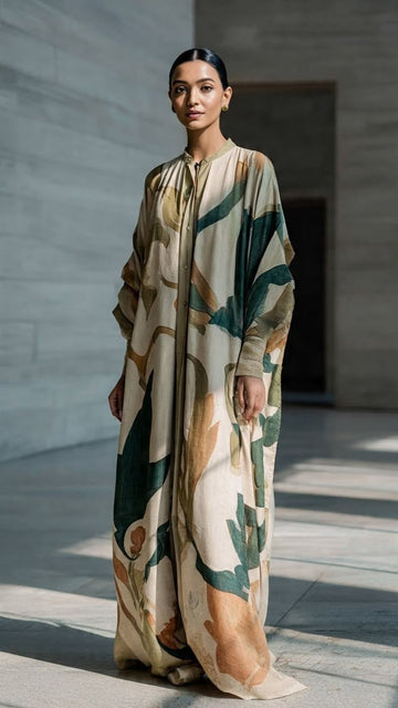 Grip Silk Printed Kaftan 2Pcs Shirt Trouser Unsticthed 001979