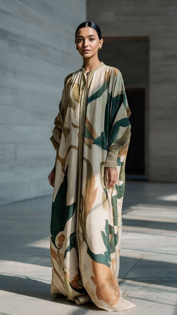 Grip Silk Printed Kaftan 2Pcs Shirt Trouser Unsticthed 001979